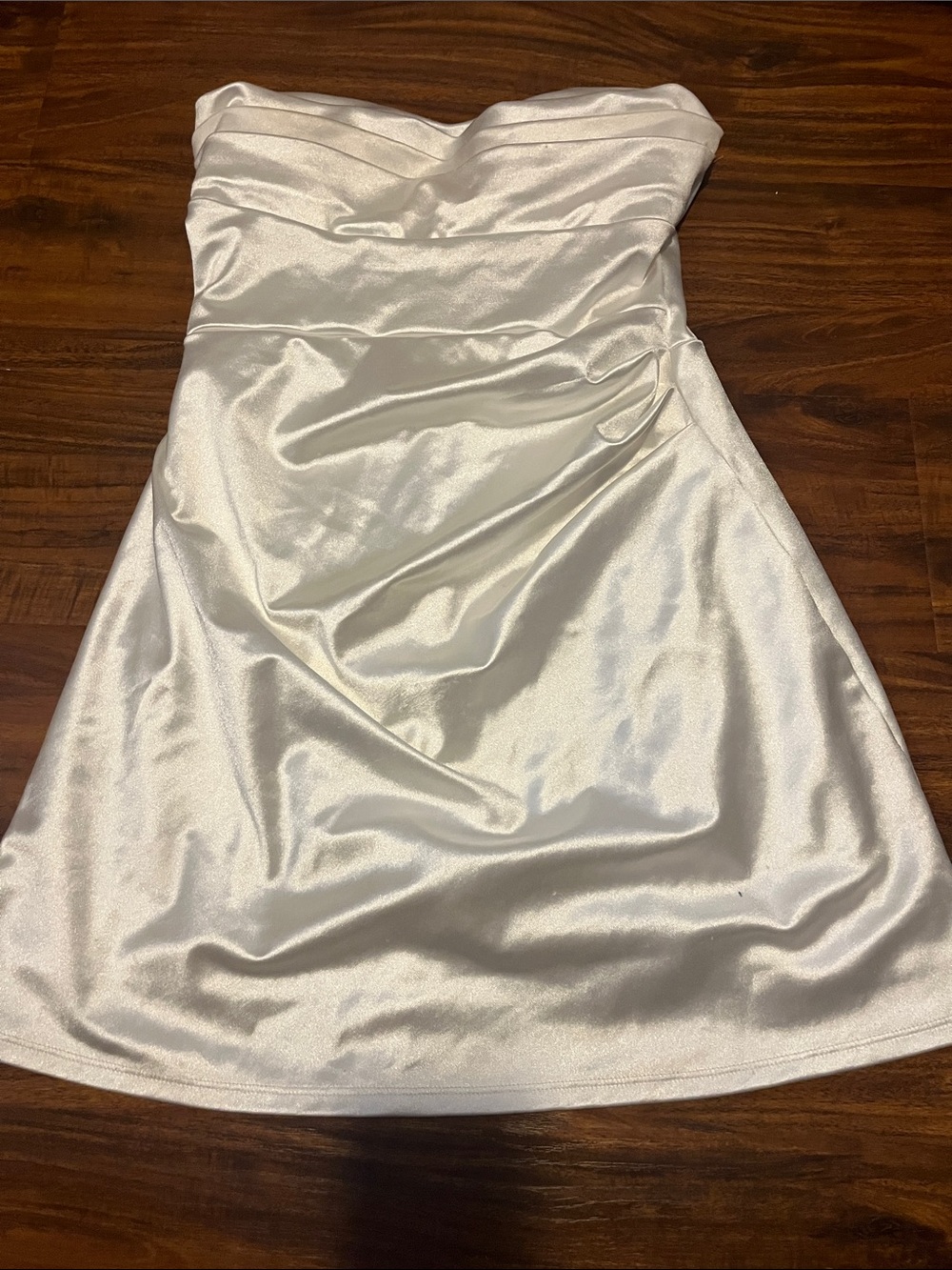 Windsor Strapless Satin Mini Dress in Ivory